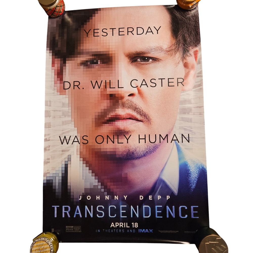 Transcendence 2014 Promo Movie Poster 27x40 Johnny Depp Rebecca Hall D/S